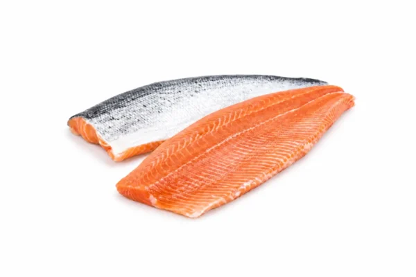 Verse Zalm zonder ijs op een witte studioachtergrond